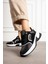 Beyaz Siyah Rahat Kalıp Kadın Sneaker 4