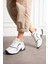 Beyaz Gri Rahat Kalıp Kadın Sneaker 3