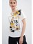Sport Bisiklet Yaka Çiçek Baskılı Pamuk T-Shirt 1