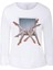 Sport Yuvarlak Yaka Uzun Kol Baskılı Bol Kesim Beyaz T-Shirt 1