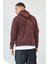 Kapüşonlu Basic Minimal Baskılı Sweat Kahve 5