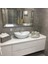 Beyaz Mermer 5 Parça Banyo Seti (Gümüş Aksesuarlı) Tepsi-Katı Sabunluk-Sıvı Sabunluk-Diş Fırçalık-Pamukluk 2