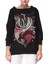 Kayık Yaka Baskılı Siyah Sweatshirt 1