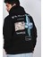 Unisex Kapüşonlu Oversize Çiçek Yaprak Baskılı Rahat Kalın Siyah Beyaz Sweatshirt 2