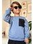 Erkek Çocuk Kapak Cepli Bisiklet Yaka Sweatshirt Mavi Eşofman Takım 2