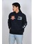 Unisex Kol Baskılı Oversize Şık Görünümlü Lacivert Beyaz Moda Sweatshirt 3