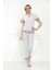 %100 Cotton Kısa Kol Gömlek Yaka Pijama Takımı 98019 Gri M 2