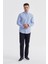 Mavi Slim Fit Desenli Cepsiz Erkek Gömlek 1