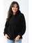 Kadın Siyah Kapüşonlu Peluş Ceket 1