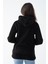Kadın Siyah Kapüşonlu Peluş Ceket 4