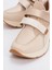 Berge Bej Rose Kadın Cırtlı Dolgu Taban Spor Sneakers 3