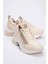 Oude Ekru Kadın Fermuarlı Kalın Taban Spor Sneakers 1