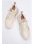 Oude Ekru Kadın Fermuarlı Kalın Taban Spor Sneakers 2