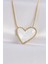 316L Çelik Zincir Altın Renk Mermer Desenli Kalp Kolye 1