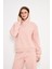 Kadın Kapüşonlu Cepli Sweatshirt Pembe 1