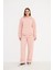 Kadın Kapüşonlu Cepli Sweatshirt Pembe 2