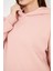 Kadın Kapüşonlu Cepli Sweatshirt Pembe 4