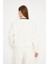 Kadın Bisiklet Yaka Sweatshirt Ekru 4