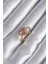 Pirinç Gold Renk Pembe Zirkon Taş Kalp Charm Model Kadın Yüzük 1