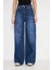 Orta Bel Baggy Model Geniş Paça Kadın Kot Pantolon Lacivert 2