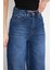 Orta Bel Baggy Model Geniş Paça Kadın Kot Pantolon Lacivert 3