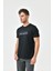 Siyah Baskı Detaylı O Yaka Standart Kalıp Erkek T-Shirt 3