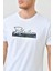 Beyaz Baskı Detaylı O Yaka Standart Kalıp Erkek T-Shirt 5