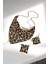 Şal Model Leopar Zırh Metal Tasarım Kolye Küpe Set 2