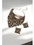 Şal Model Leopar Zırh Metal Tasarım Kolye Küpe Set 4
