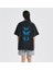 Triple Blue Butterfly Sırt Baskılı Eskitme T-Shirt 1