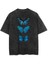 Triple Blue Butterfly Sırt Baskılı Eskitme T-Shirt 2