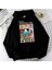 Christmas Candy Two Baskılı Siyah Unisex Oversize Kapüşonlu Sweatshirt 2
