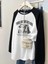 Vintage Reglan Uzun Kollu Sevimli Kedi Baskılı Beyaz T-Shirt 2