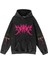 Yıkamalı Kumaş Gothic Pink Grafiti Kapüşonlu Hoodie Sweatshirt 1