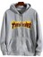 Thrasher Baskılı Oversize Fermuarlı Gri Unisex Kapüşonlu Hırka 2