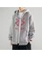 Berserk Logo Baskılı Oversize Fermuarlı Gri Unisex Kapüşonlu Hırka 1