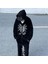 Heart Spider Web Baskılı Oversize Fermuarlı Siyah Unisex Kapüşonlu Hırka 1