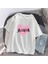 Black Pink Heart Baskılı Beyaz Unisex Oversize T-Shirt 1