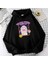 Toe Bean Control System Baskılı Siyah Unisex Oversize Kapüşonlu Sweatshirt 2