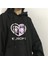 Heart Kuromi Baskılı Siyah Kapüşonlu Sweatshirt 1