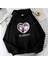 Heart Kuromi Baskılı Siyah Kapüşonlu Sweatshirt 2