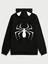 Unisex Spider Baskılı Kapşonlu Siyah Sweatshirt 4