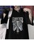Forever Rib Baskılı Siyah Unisex Oversize T-Shirt 1