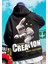 Street Wear Alien Rabbit Baskılı Oversize Unisex Siyah Kapşonlu Hoodie Sweatshirt 1