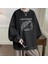 Hippotenuse Baskılı Siyah Unisex Oversize Bisiklet Yaka Sweatshirt 1