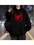 Red Spider Web Baskılı Siyah Unisex Oversize Kapüşonlu Sweatshirt 1