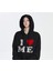 I Love Me Baskılı Oversize Fermuarlı Siyah Unisex Kapüşonlu Hırka 1