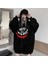 Why So Serious Baskılı Oversize Fermuarlı Siyah Unisex Kapüşonlu Hırka 1