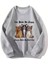 Cute Cat Baskılı Gri Unisex Oversize Bisiklet Yaka Sweatshirt 1
