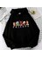 Friends Christmas Baskılı Siyah Unisex Oversize Kapüşonlu Sweatshirt 1